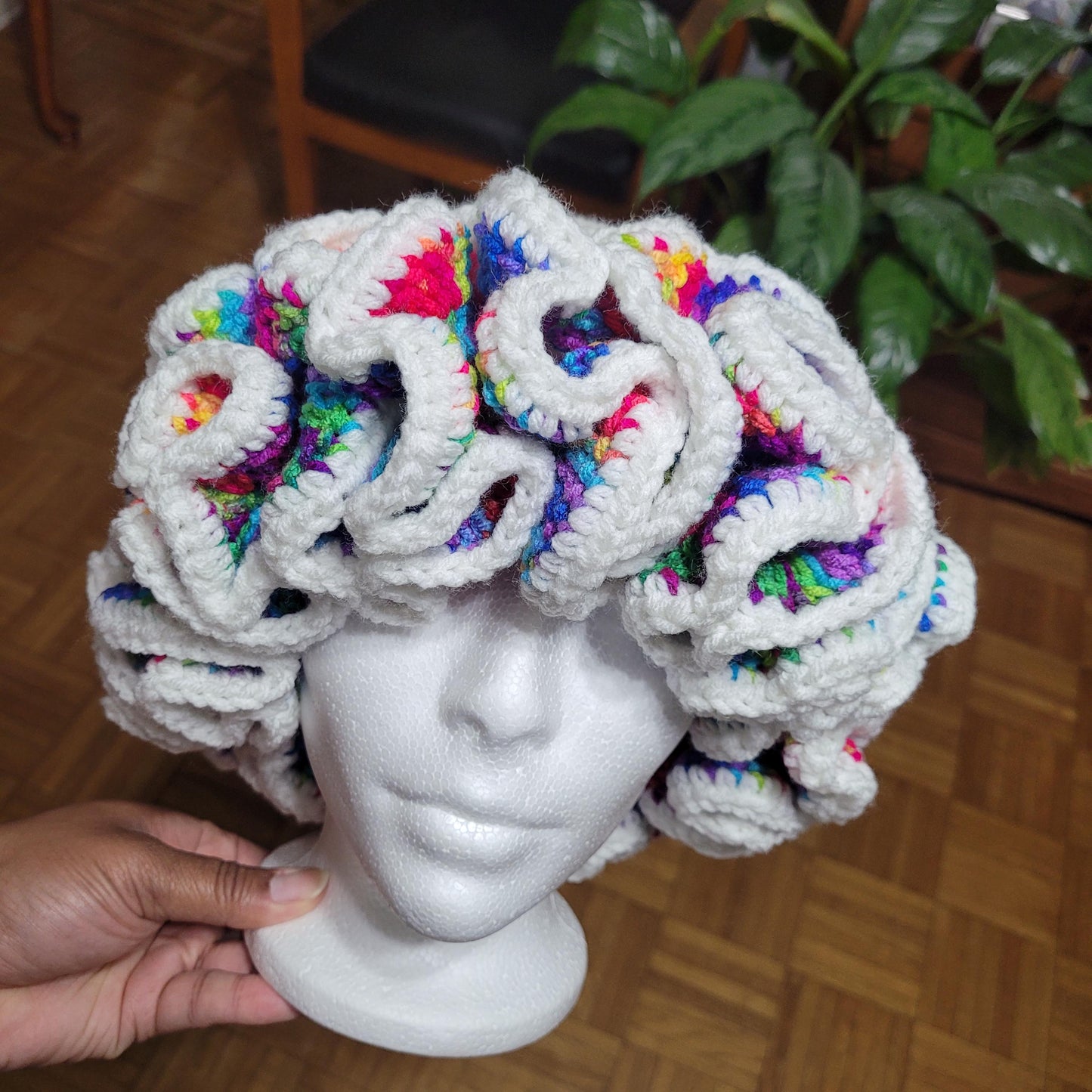 Rainbow Peekaboo Crochet Hat