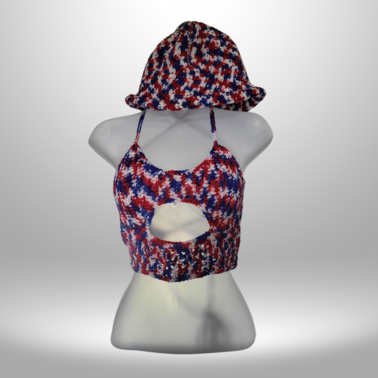 Patriotic Peek-a-Boob Top and Fedora Set